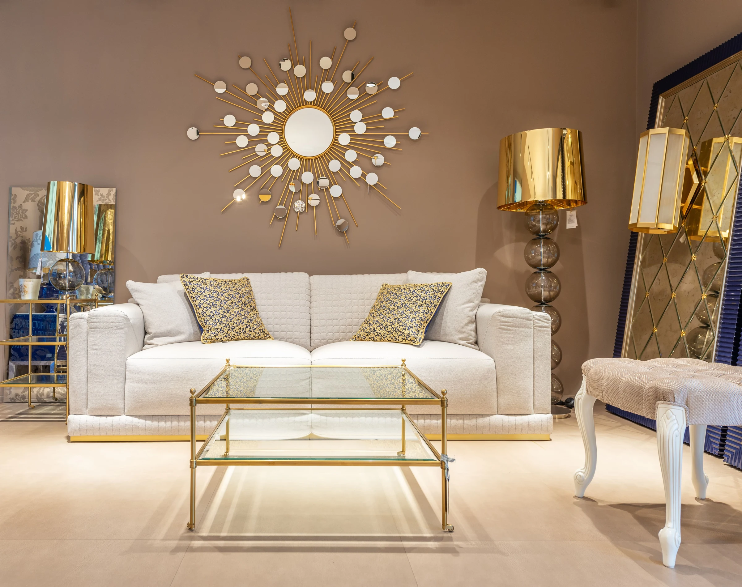 A living room with a sofa and table. Circulation context, not an IKEA LACK product photo.